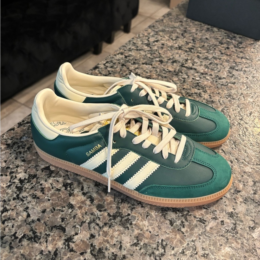 Adidas Samba Green and White Sneakers